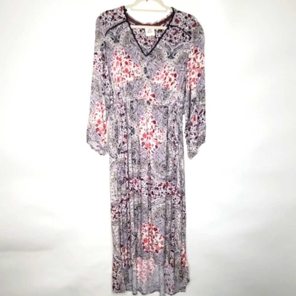Plus Size Knox Rose Floral Paisley Print Midi Dress XXL Hi-Lo Boho Office Spring